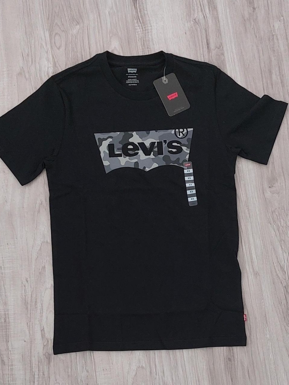 Levi's Black Short-Sleeve Tee with Gray Camo Logo